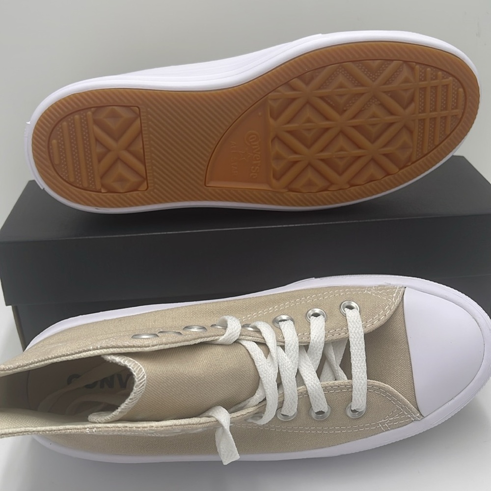 Converse WMNS A04365C CTAS MOVE HI BEACH STONE/WHITE/BEACH STONE Platforms - Picture 3 of 16